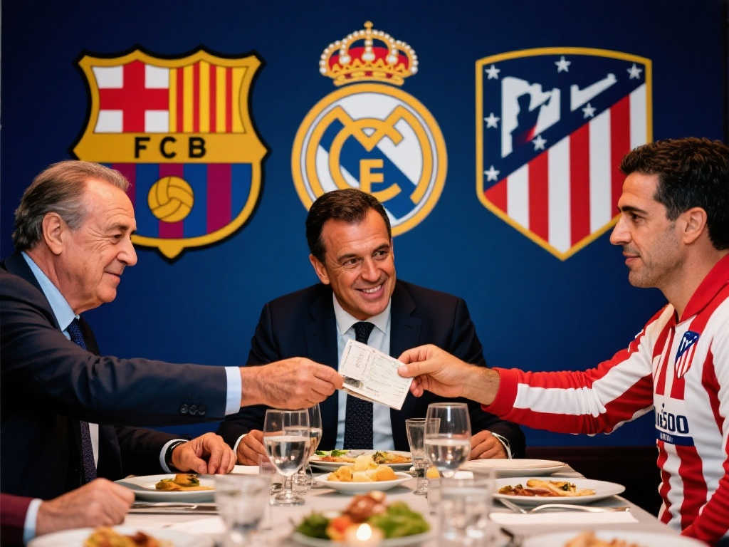 皇马巴萨马竞主席聚餐买单之争，特瓦斯：我来付，我是西甲主席！